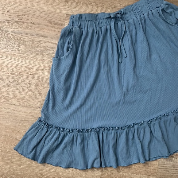 2 for $40 Blue Peplum Mini summer skirt with tie up elastic waistband - Picture 2 of 4